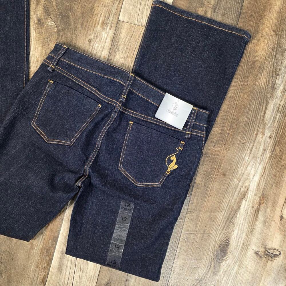 Baby Phat Jeans Bootcut NWT Deadstock Size 13 Dark Wash Y2K Cat Embroidery